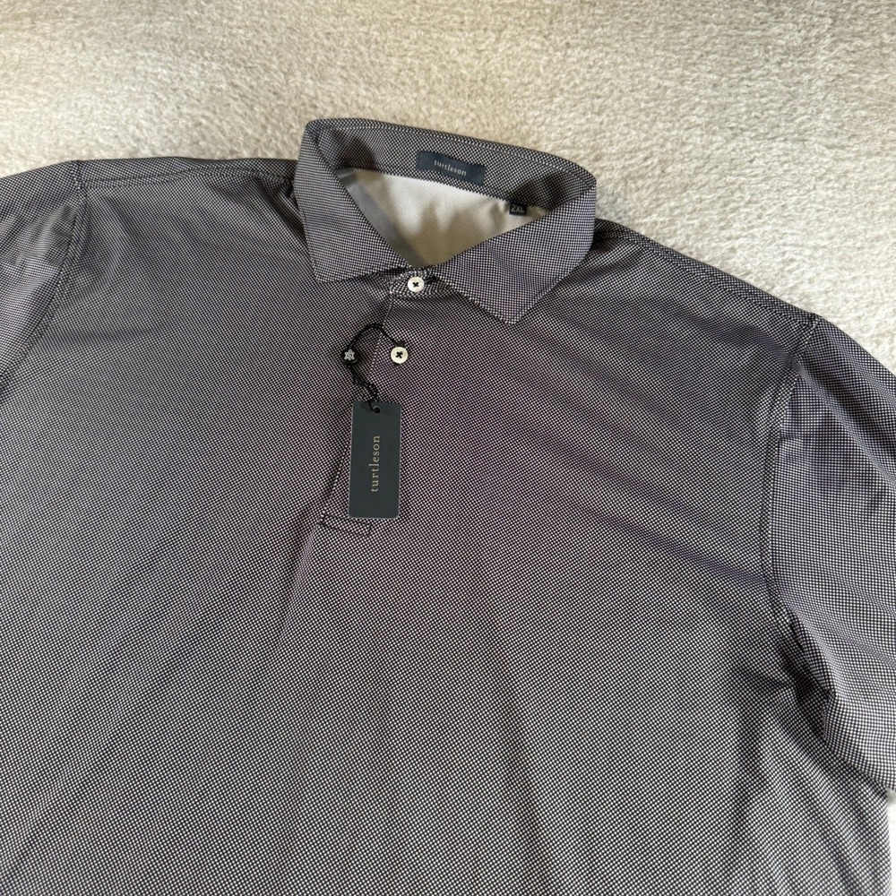 Turtleson Performance Polo Men 2XL Black New Beckett Check Golf Shirt Corp Logo